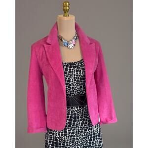 Vintage Samuel Robert Pink Faux Suede Blazer | 80s Cropped Old Money |Barbiecore